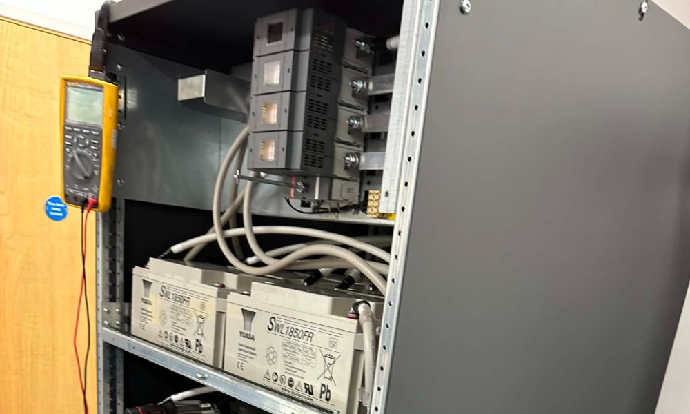 UPS battery cabinet during the replacement and testing works.